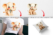 Watercolor Clipart Elephant Wildlife, a Graphic by Artnoy (Thumbnail 3 of 5)