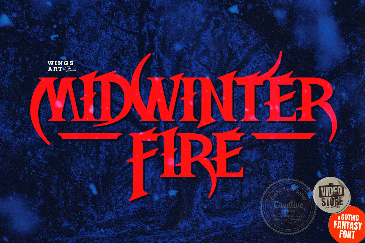 Midwinter Fire: Gothic Fantasy Font, a Serif Font by Wingsart Studio (Photo 1 of 17)