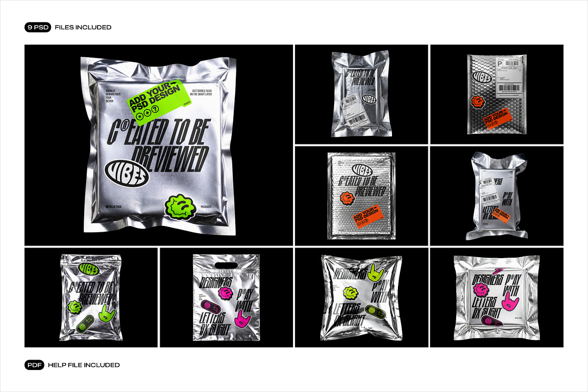 Metallic Foil Bag Mockup Set, a Packaging Mockup by Renderteam (Photo 2 of 22)