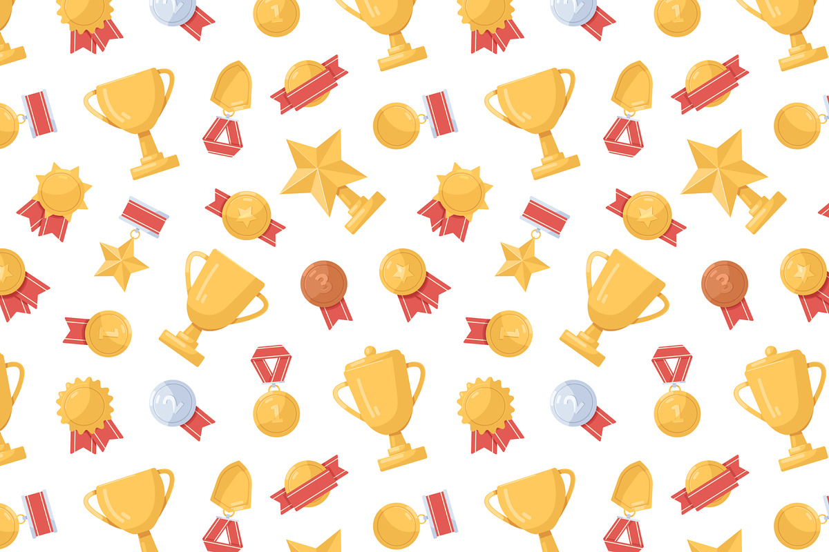 Cups and medals seamless patterns, a Pattern Graphic by Good Studio (Photo 2 of 6)