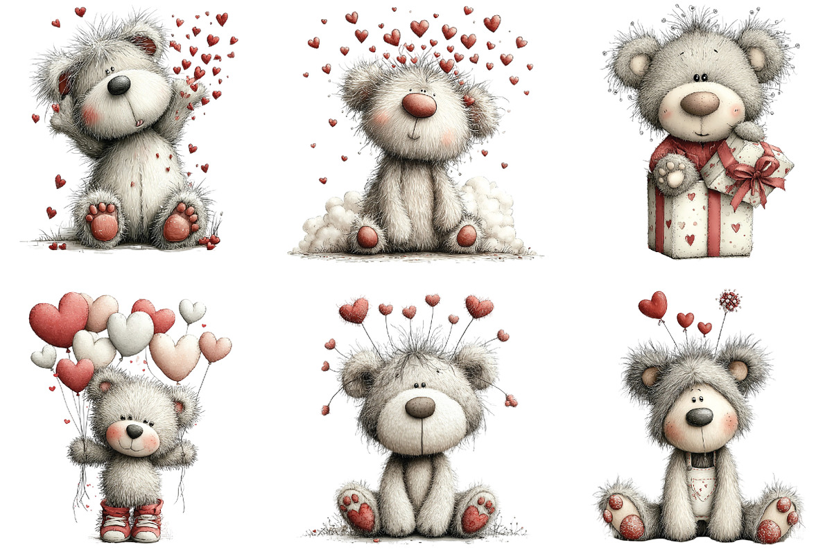 Whimsical Teddy Bear Valentine PNG, an Illustration by CraftArtStudio (Photo 5 of 6)