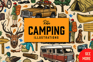Retro Camping illustrations