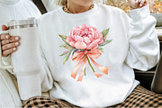 Watercolor Coquette Pink Peony Set, an Illustration by Sublimation Artist (Thumbnail 4 of 6)