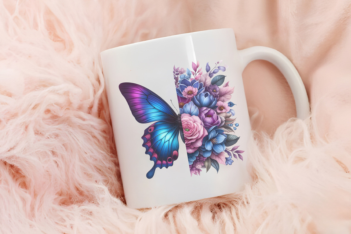 Butterfly Flowers Sublimation PNG, an Illustration by RobertsArt (Photo 5 of 7)