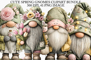 Cute Spring Gnomes Clipart Bundle, an Illustration by Canvas Craft