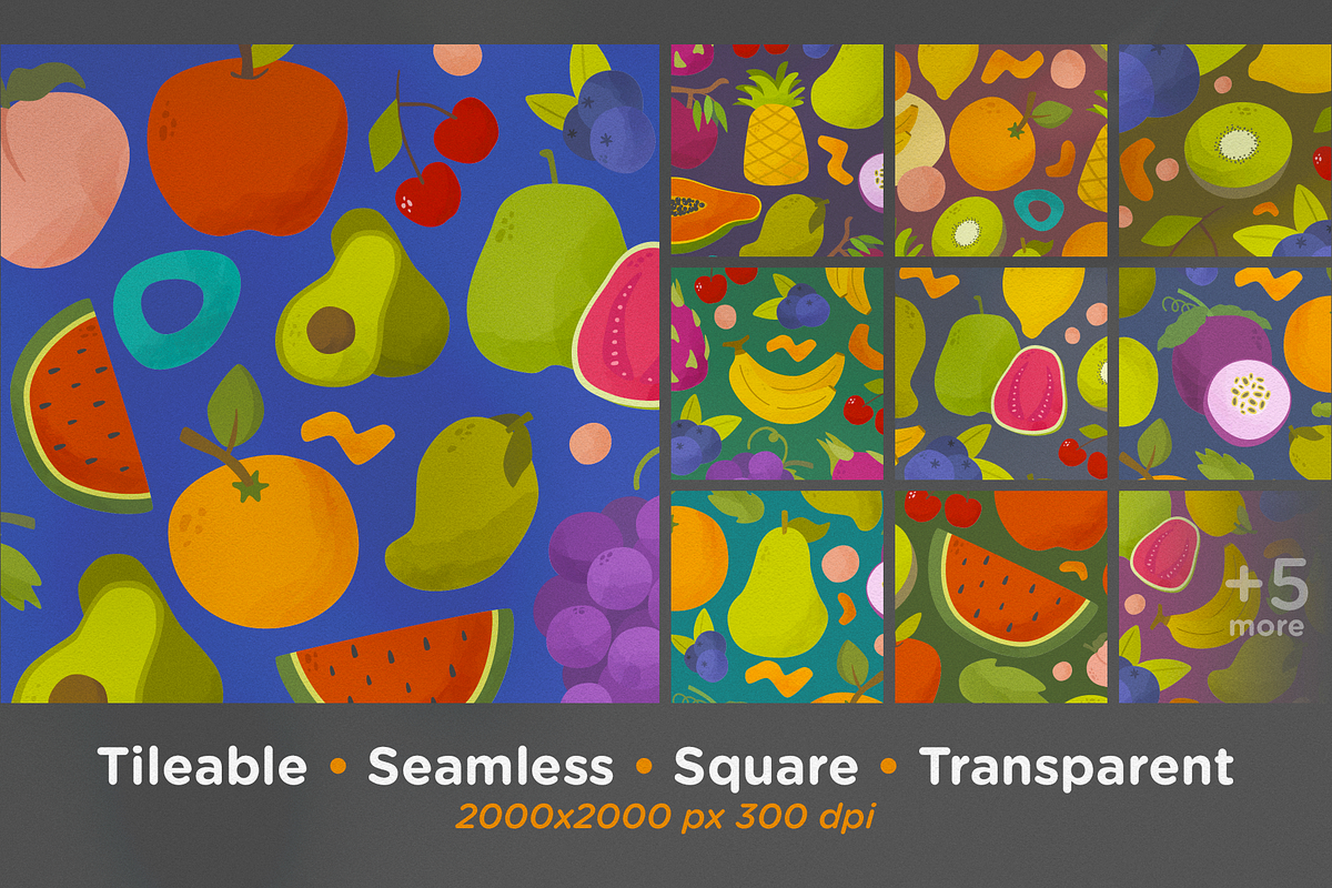 Cute Fresh Fruits Seamless Patterns, a Pattern Graphic by Telllu & Friends (Photo 3 of 5)