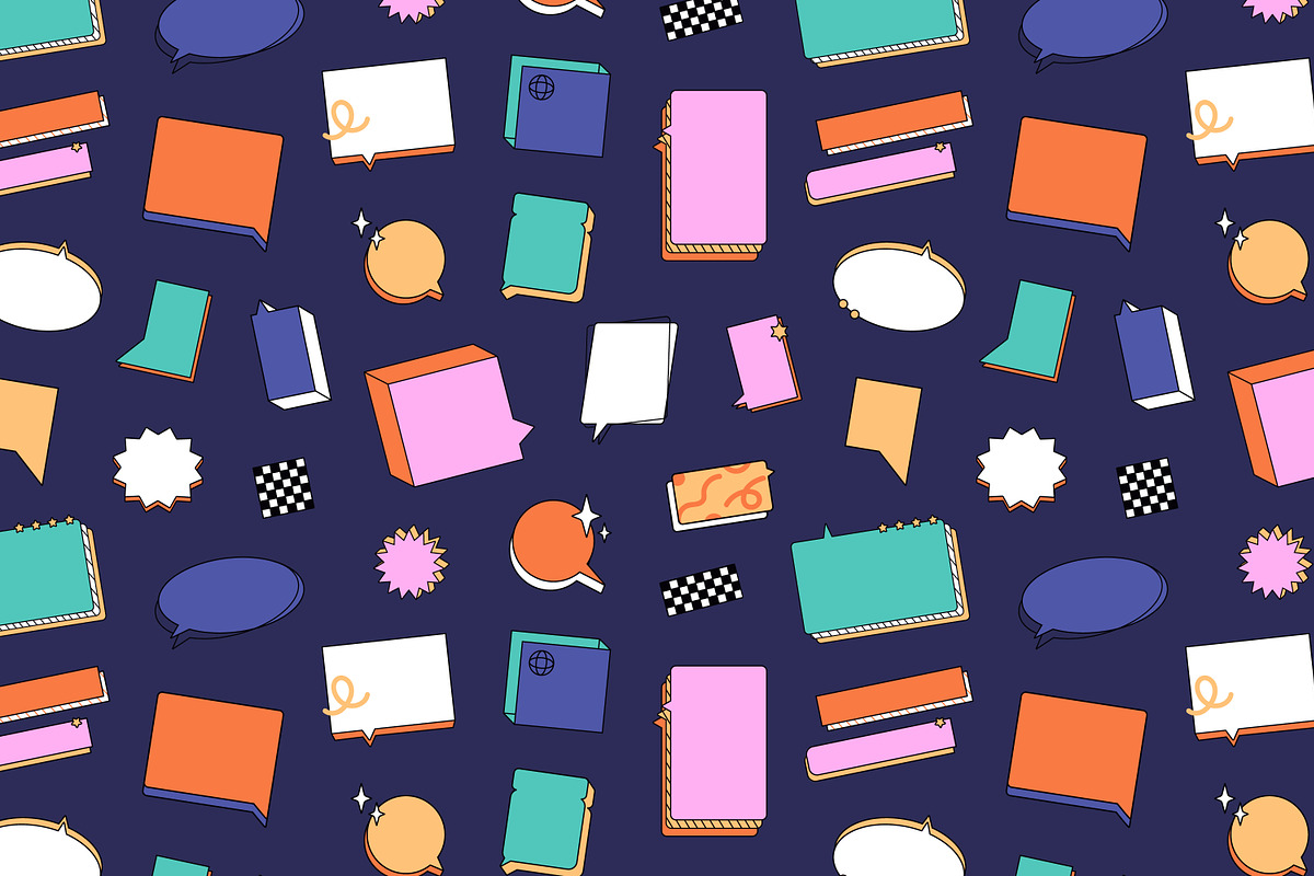 Retro speech bubbles set, pattern, an Object Illustration by PaperTrident (Photo 4 of 4)