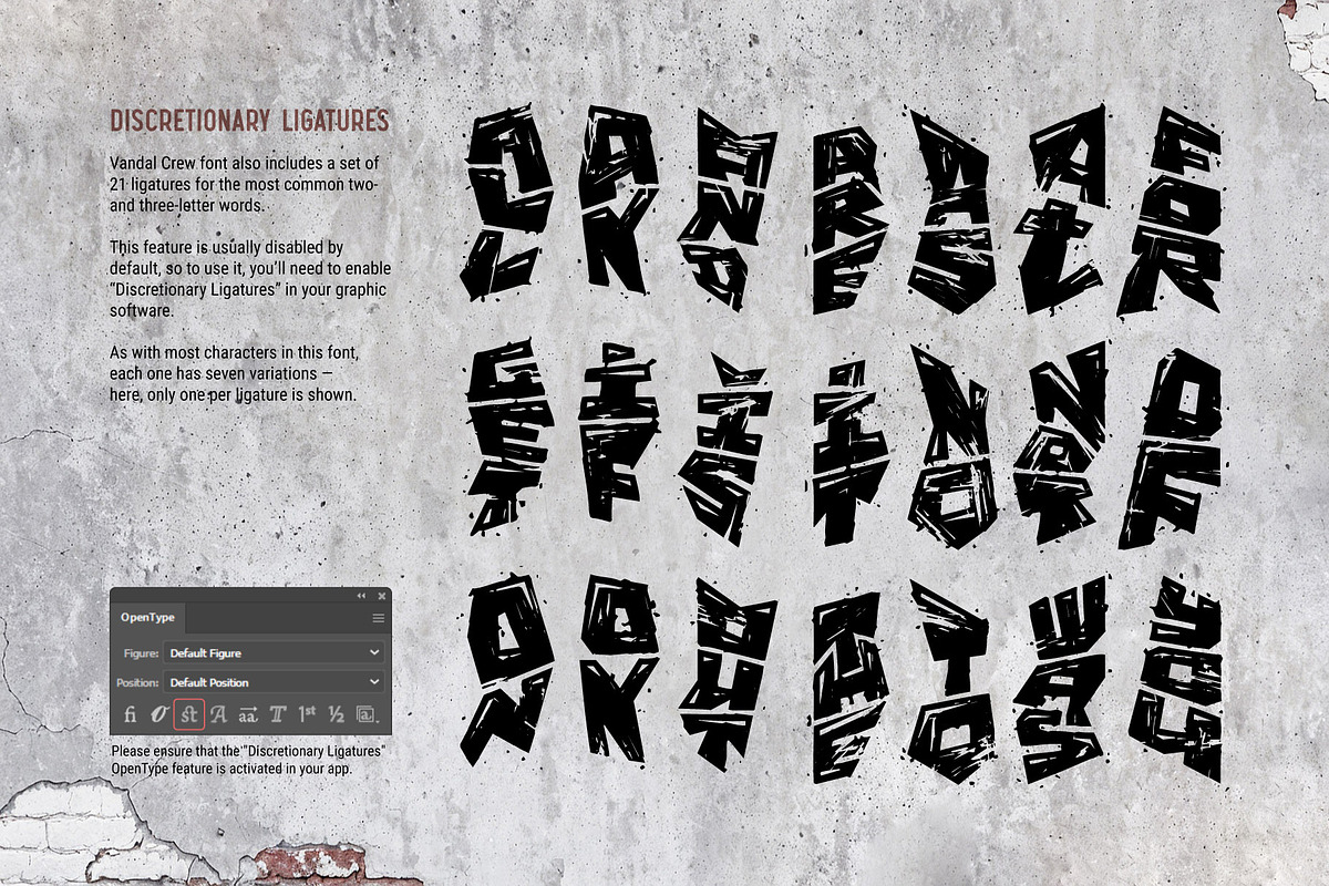 Vandal Crew Creative Lettering Font, a Symbol Font by Gleb Guralnyk (Photo 12 of 13)