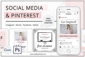 Social Media Pinterest Canva + PSD