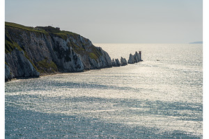 The dramatic chalk stacks of The, an Architecture Photo by Backyard Stock