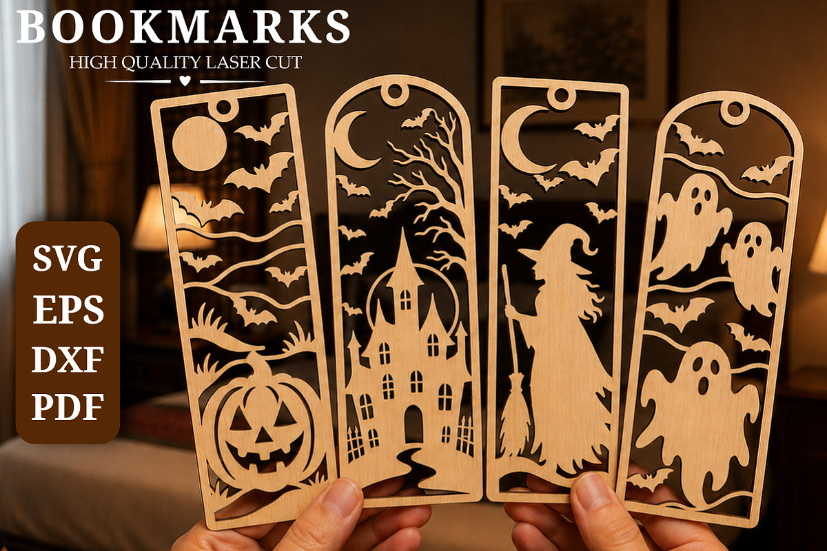 Halloween Laser Cut Bookmark Bundle, a Seasonal Illustration by OK Design (Photo 1 of 3)