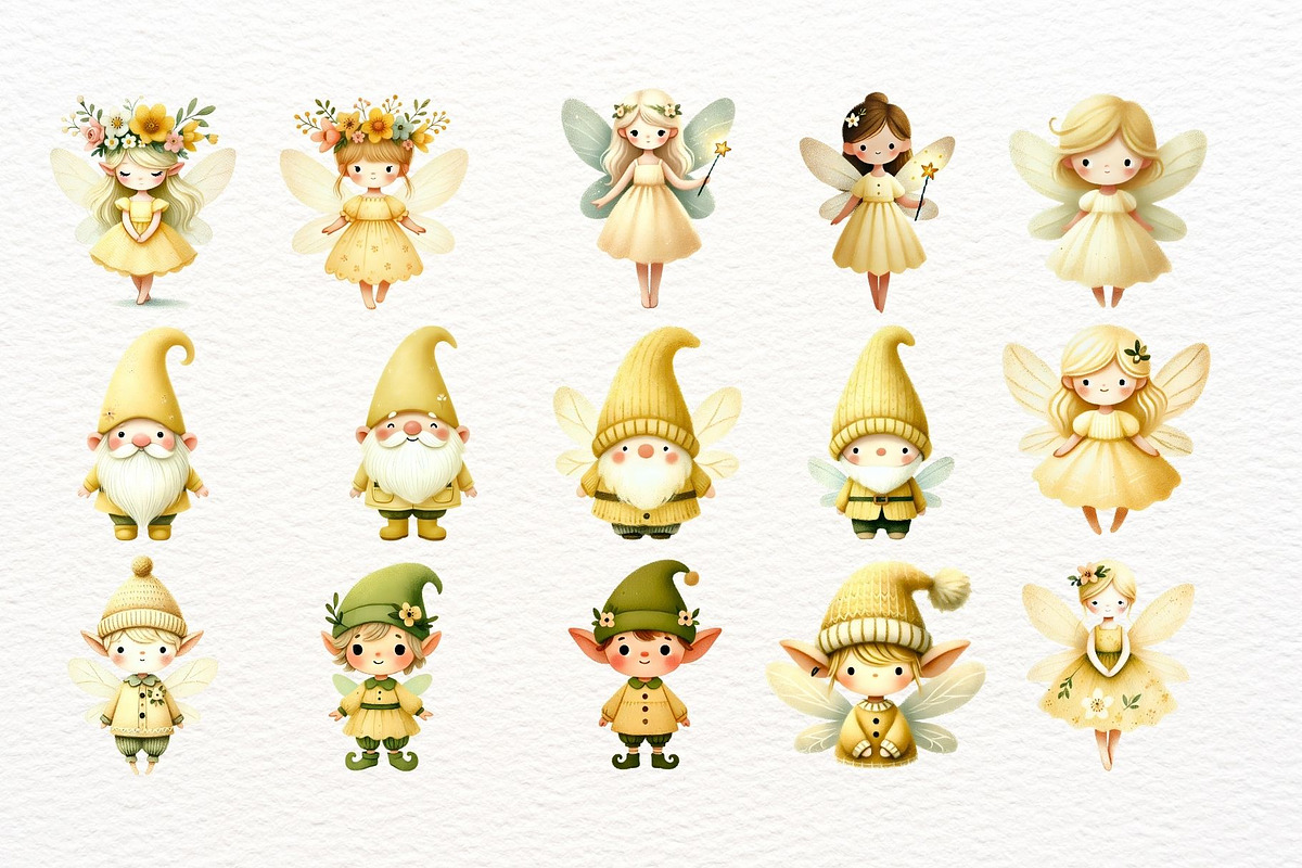 Watercolor Yellow Fairy Clipart, an Animal Illustration by Nicolle's Colorful Art (Photo 5 of 9)