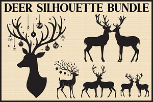 Deer Silhouette Vector Bundle, an Illustration by abu67222