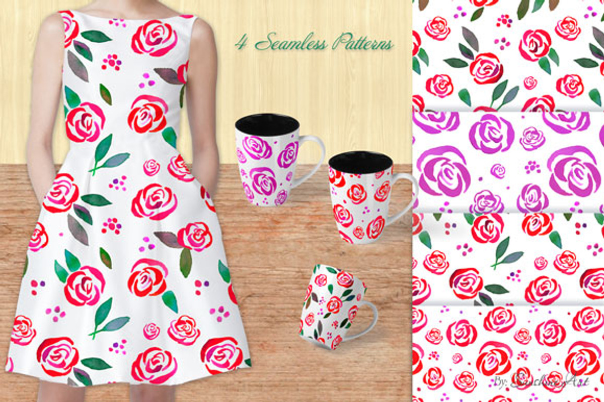 Rose Garden – Watercolor Clip Art, a Decorative Illustration by Sunshine Art Shop (Photo 5 of 5)