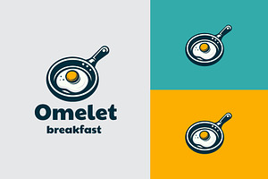 omelet Egg and Pan Skillet Logo, a Branding & Logo Template by funpixel