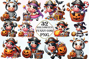 Funny Cow Halloween PNG Clipart, an Illustration by CraftArtStudio