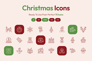 Christmas Icons Art Set, an Outline Icon by Prosymbols