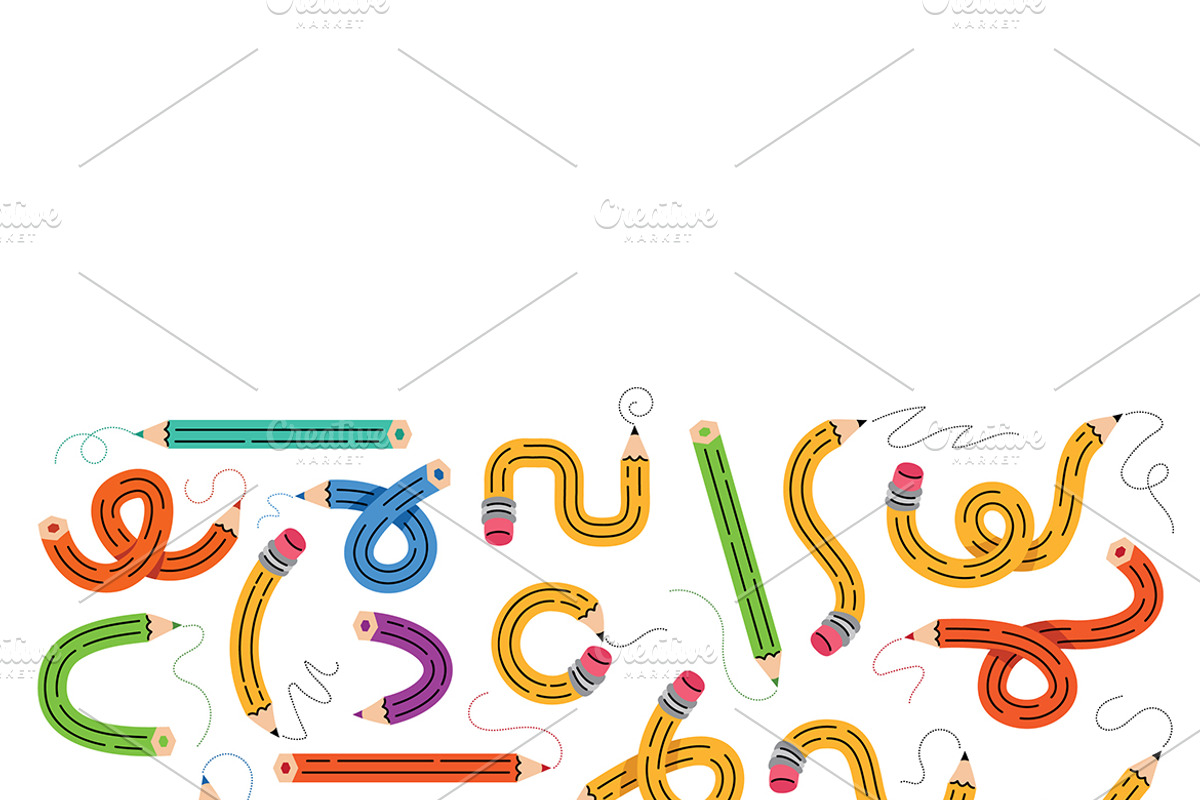 Colorful Curved Pencil Vector Set, an Object Graphic by MISS CHATZ (Photo 3 of 3)