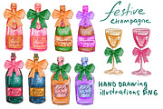 Champagne watercolor png, a Food Illustration by Julia Bogdan (Thumbnail 3 of 4)