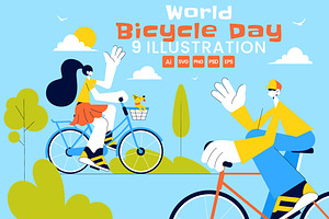 9 World Bicycle Day Illustration, a Person Illustration by denayunebgt