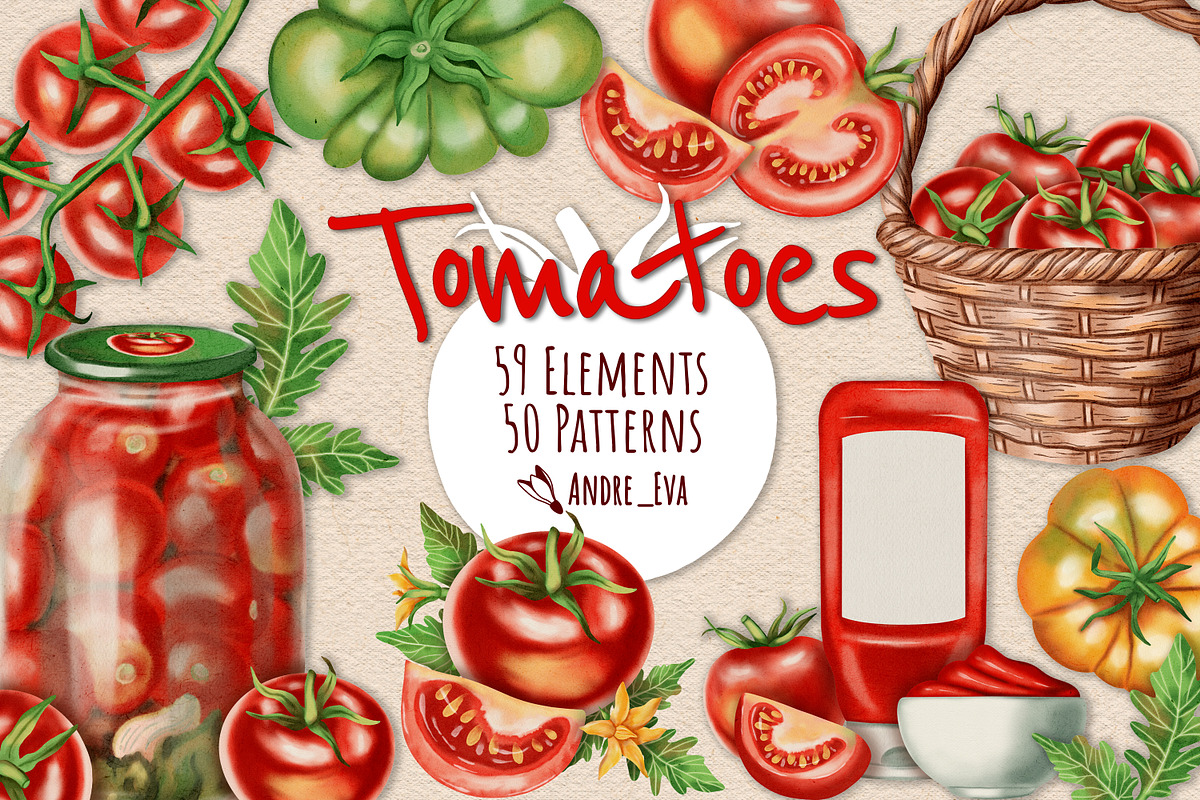 Watercolor Tomatoes, an Illustration by Andre_Eva (Photo 1 of 10)