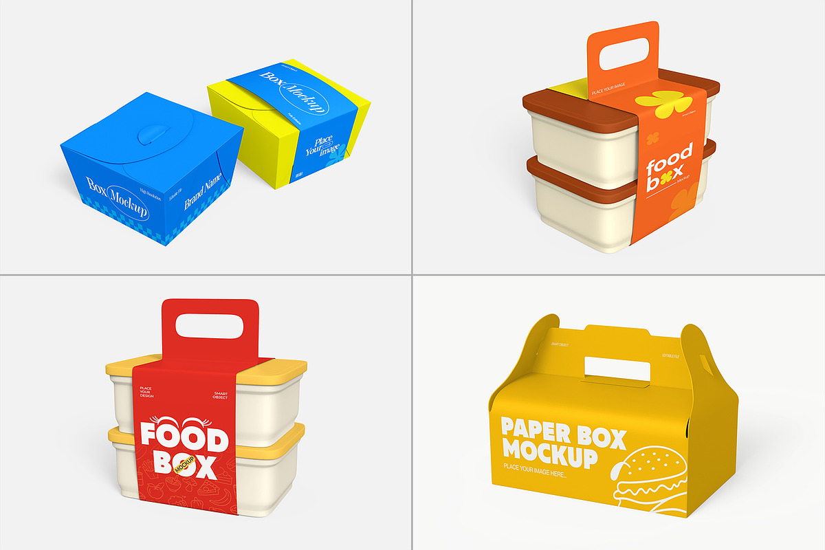 Takeaway Food Box Mockup Pack, a Packaging Mockup by graphypix (Photo 3 of 15)