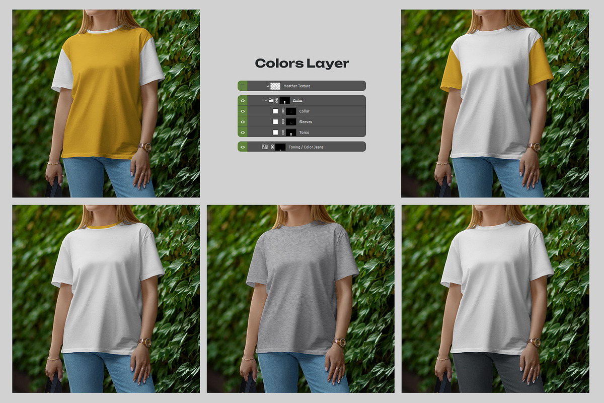 7 Mockups T-Shirt on a Girl Walking, a Shirt Mockup by Grow Design Craft Studio (Photo 3 of 8)