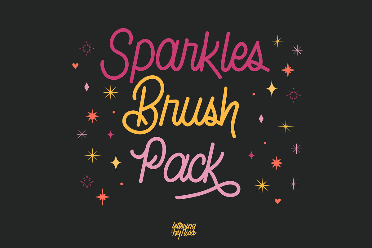Sparkles Brush Pack for Procreate, a Brushes & More by letteringbynica (Photo 1 of 2)