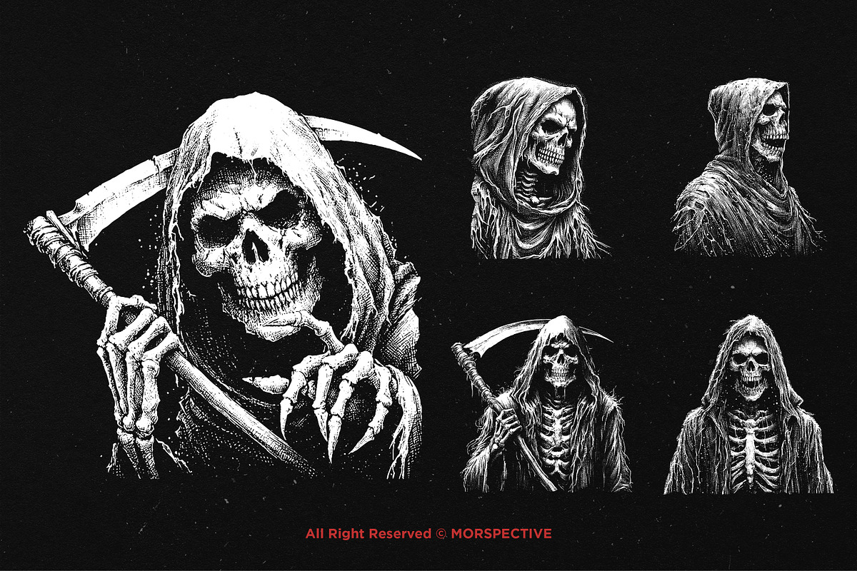 10 Bundle Dark Art Grim Reaper Skull, an Illustration by Morspective (Photo 3 of 7)