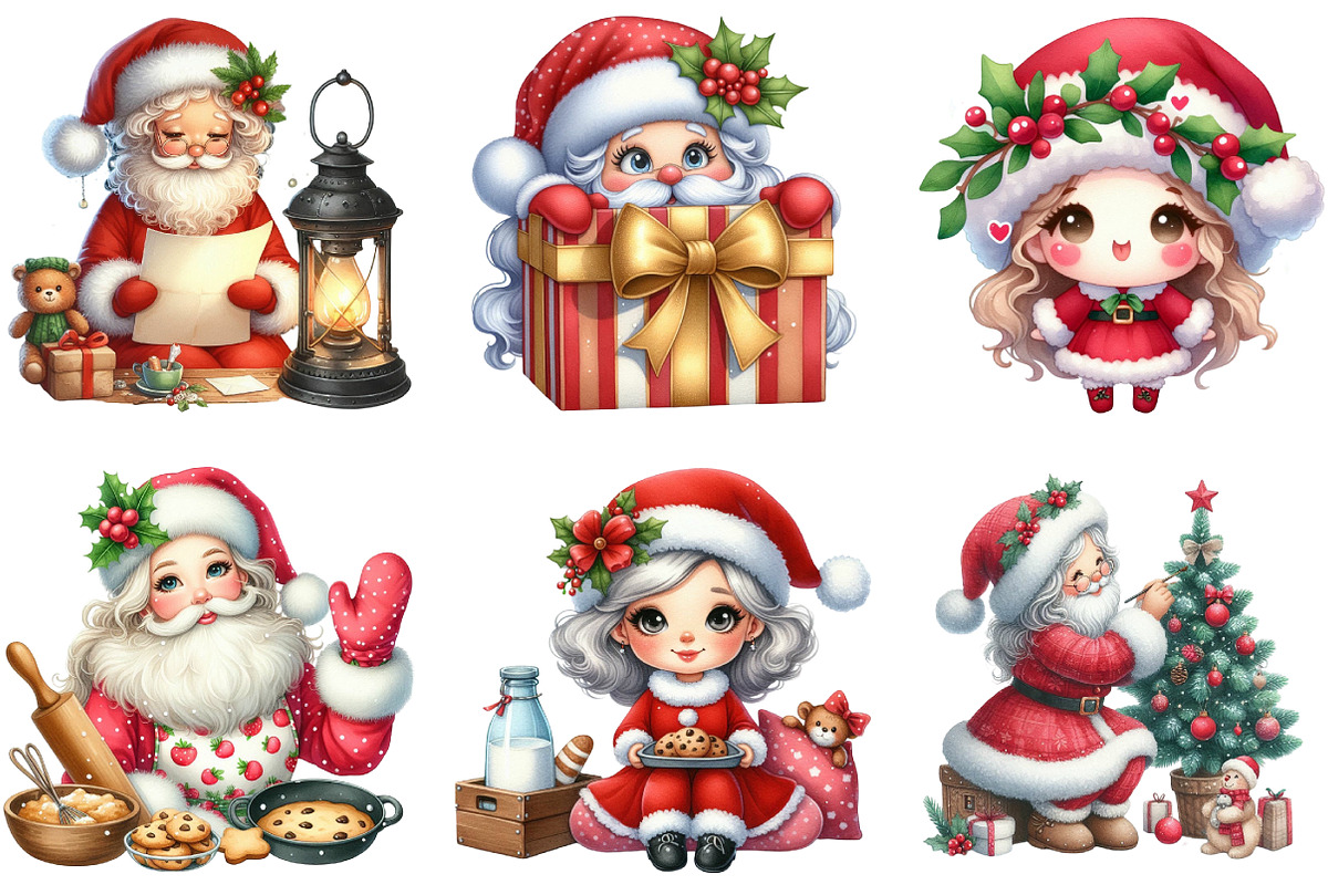 Watercolor Christmas Mrs. Claus Bund, an Illustration by DreamArtGraphic (Photo 5 of 5)
