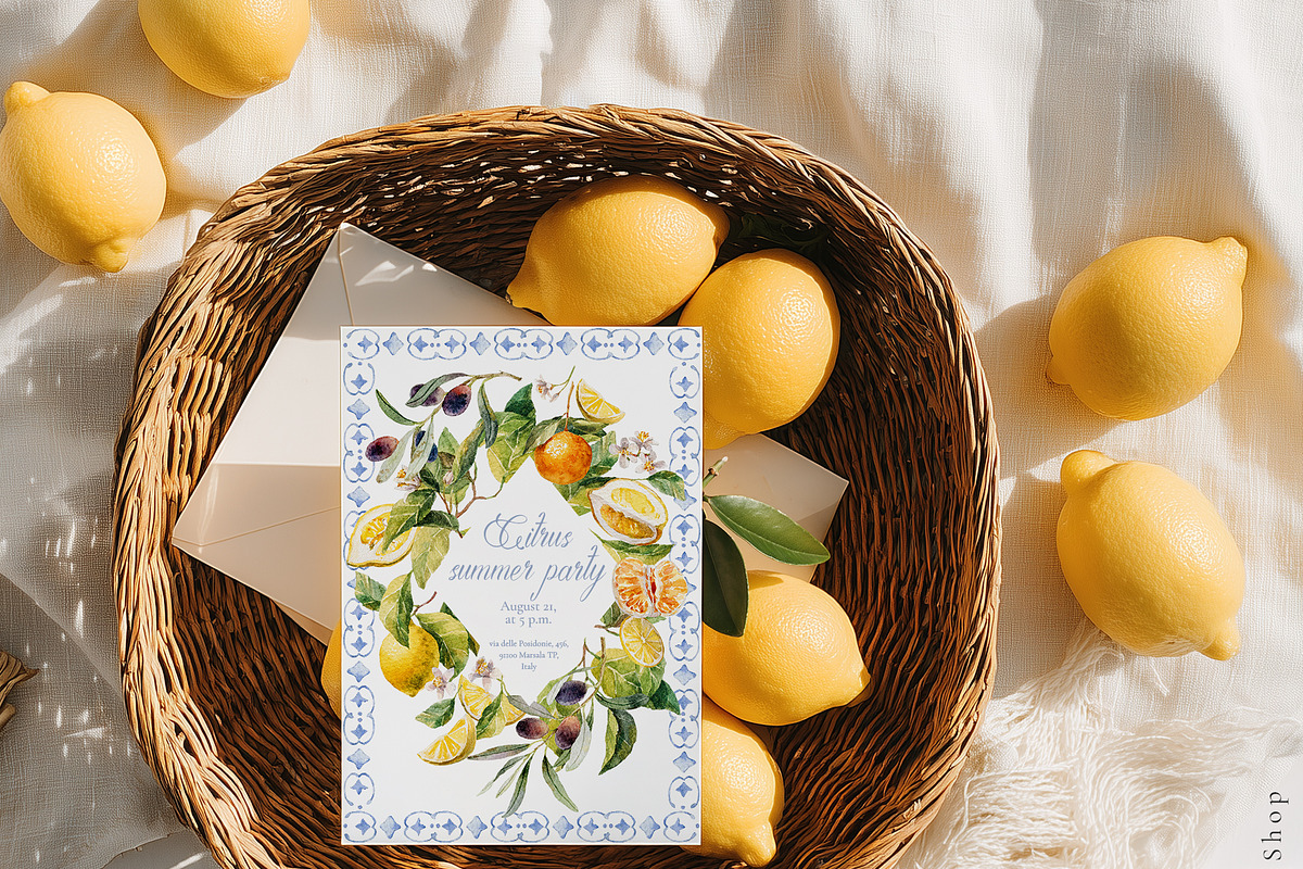 Watercolor Mediterranean summer life, a Decorative Illustration by Pamyatka Shop (Photo 3 of 25)