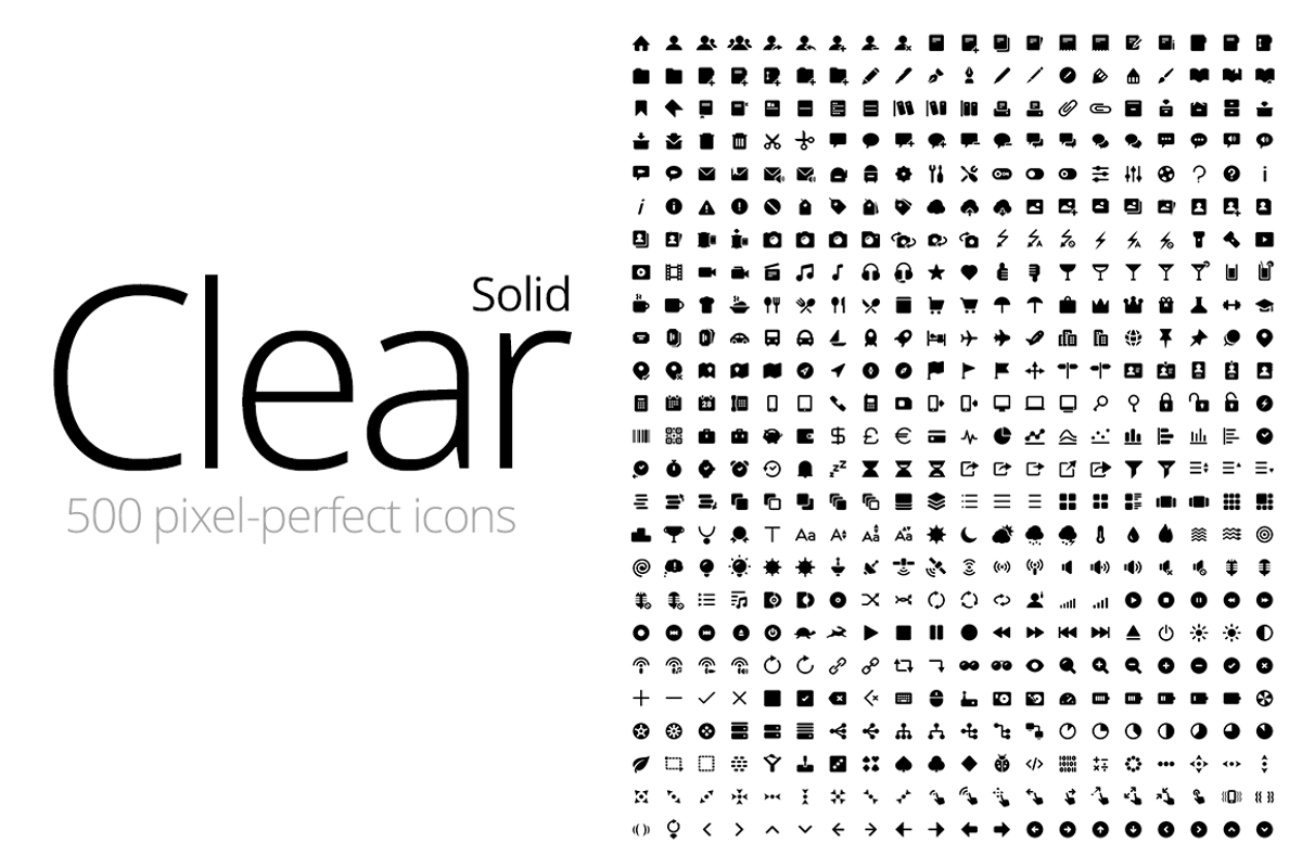 Clear Icons - Solid (500 Icons), a Solid Icon by Radesign
