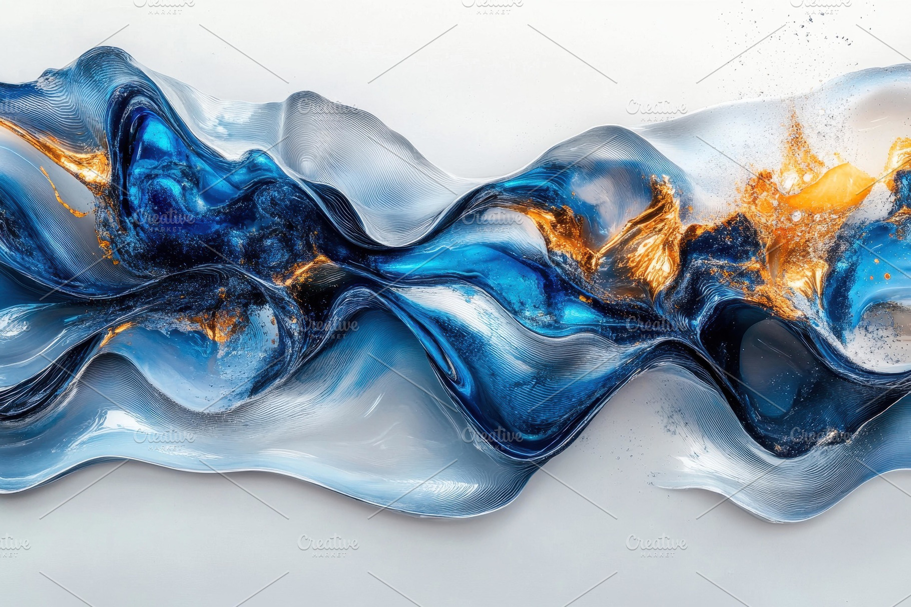 Abstract flowing waves of blue and g, a Photo by Tanuart