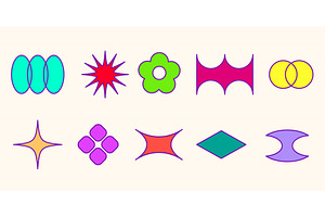 Retro colorful shape set in y2k, an Object Illustration by art PVP - market