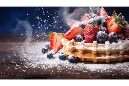 dessert berry waffle food ai, a Background Photo by pikepicture
