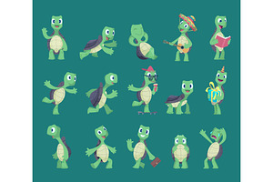 Turtles cartoon. Comic reptile funny, a Background Graphic by Onyx