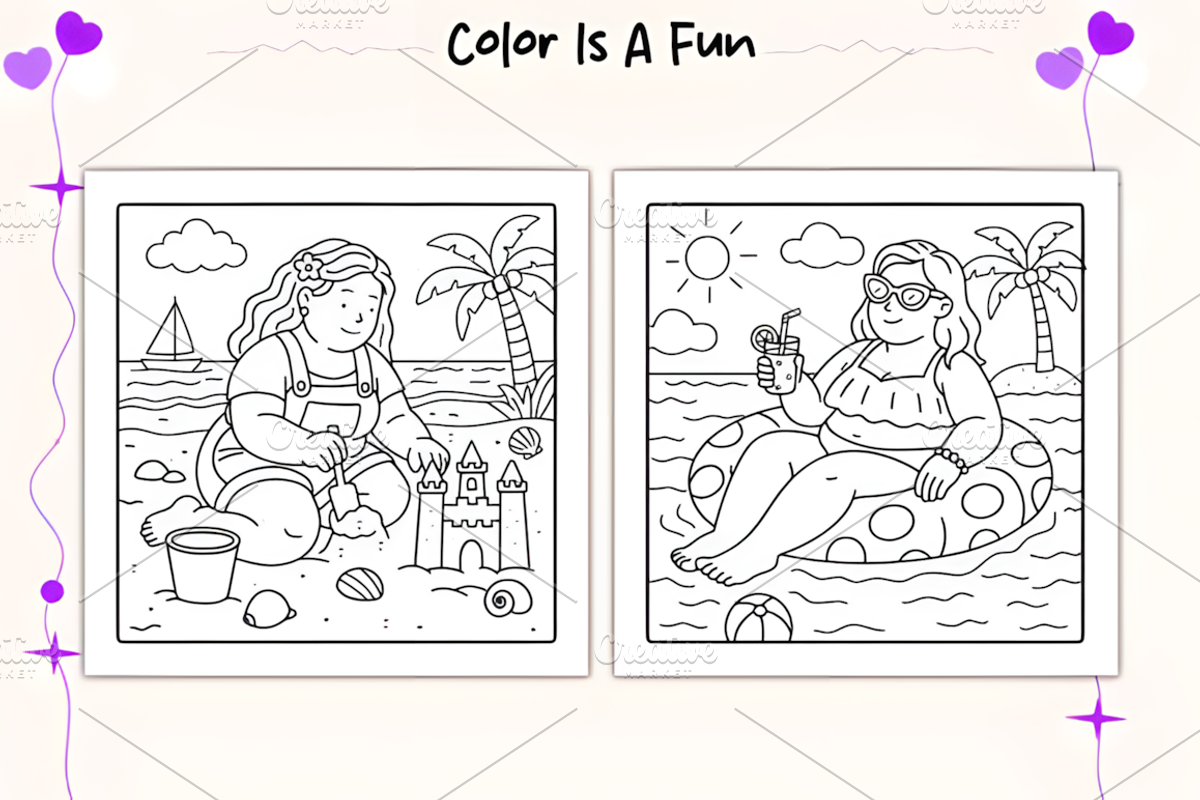 Curvy Cuties Cozy Coloring Pages, a Decorative Illustration by Design Station (Photo 2 of 4)