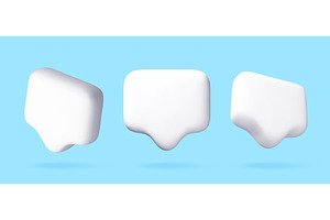 Three white 3D message bubbles, a Technology Illustration by Abscent