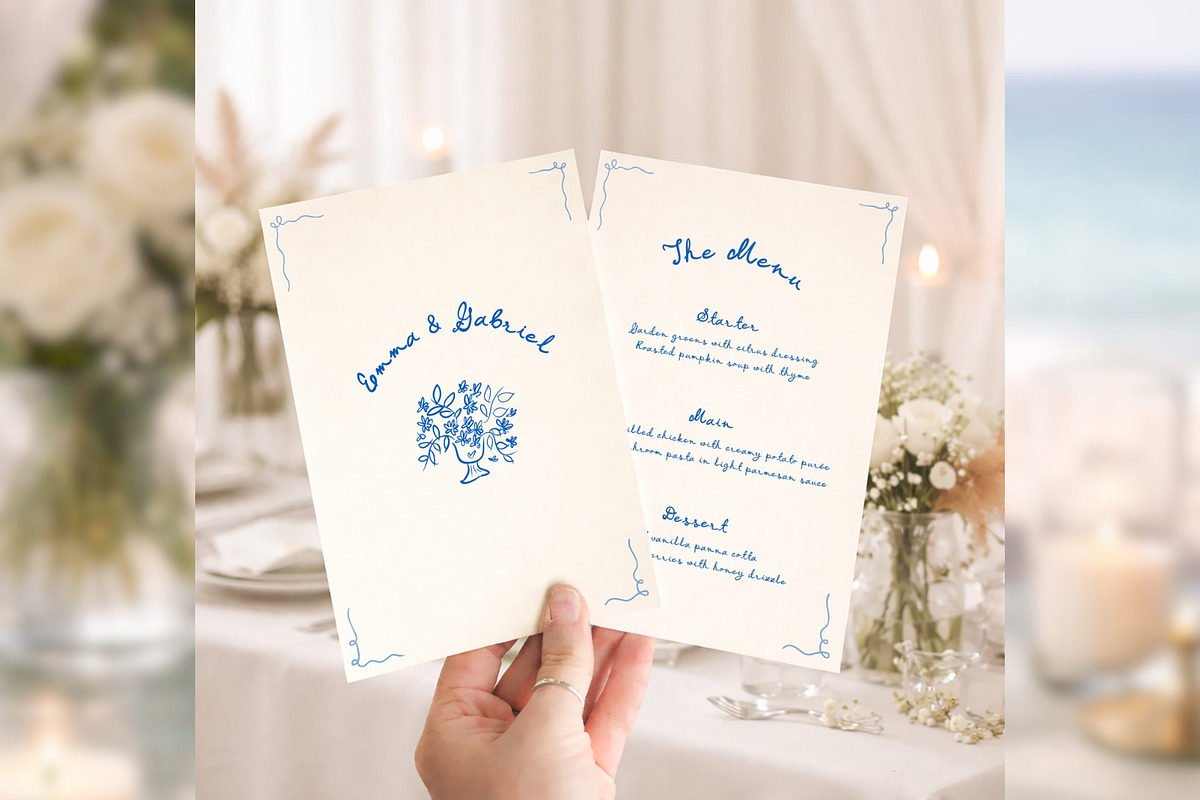 Hand Drawn Wedding Menu (bd001), a Card Template by TyphoonStudio (Photo 3 of 9)