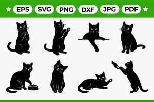 Expressive Cat Silhouette Set, an Object Graphic by Artonix