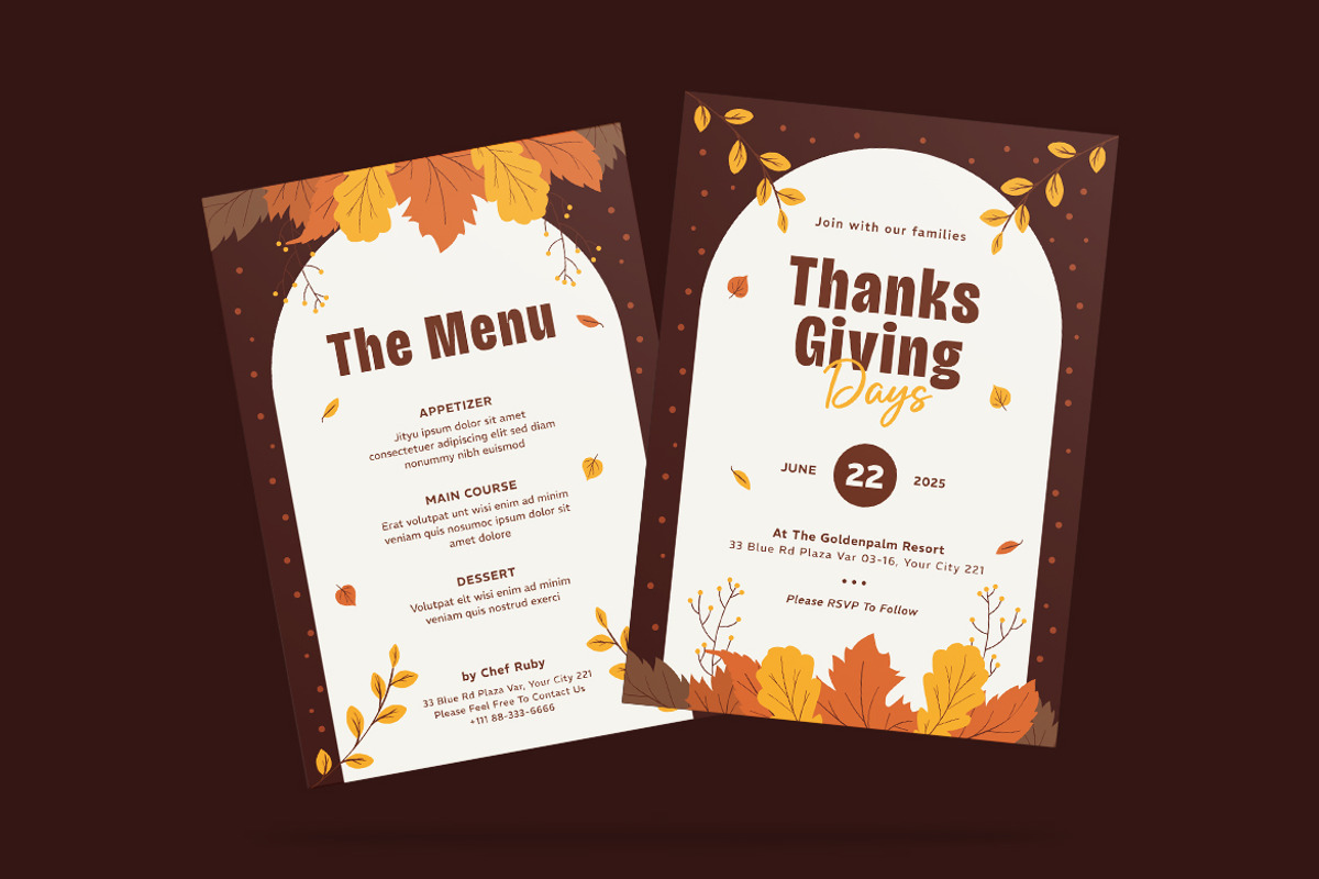 Browny Thanksgiving Days Invitation, an Invitation Template by iDoodle Studio (Photo 4 of 4)