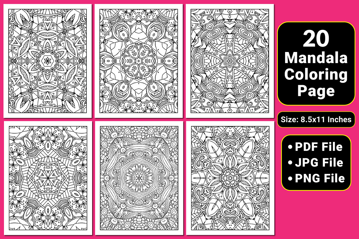 Floral Mandala Coloring Pages, a Pattern Graphic by mirajeee (Photo 2 of 4)