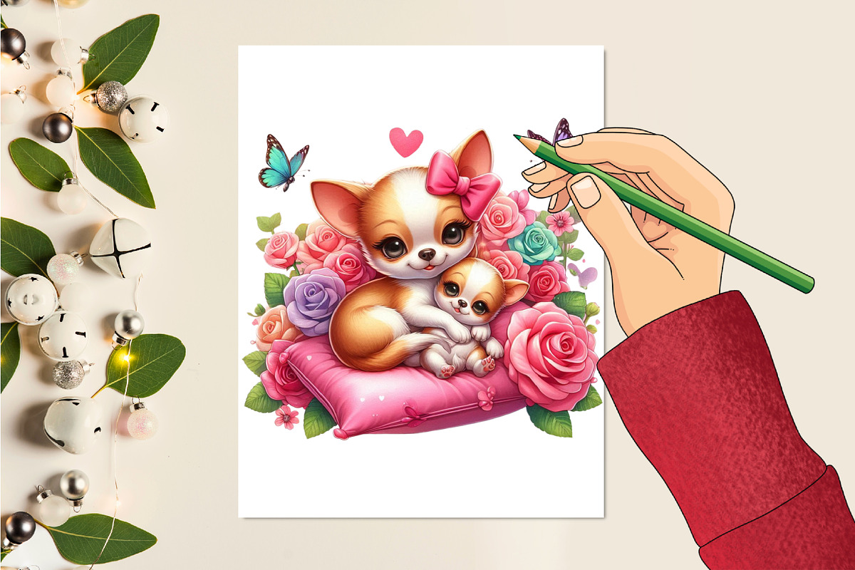 Valentine Cute Puppies Clipart, a Seasonal Illustration by Craft Nest (Photo 4 of 5)