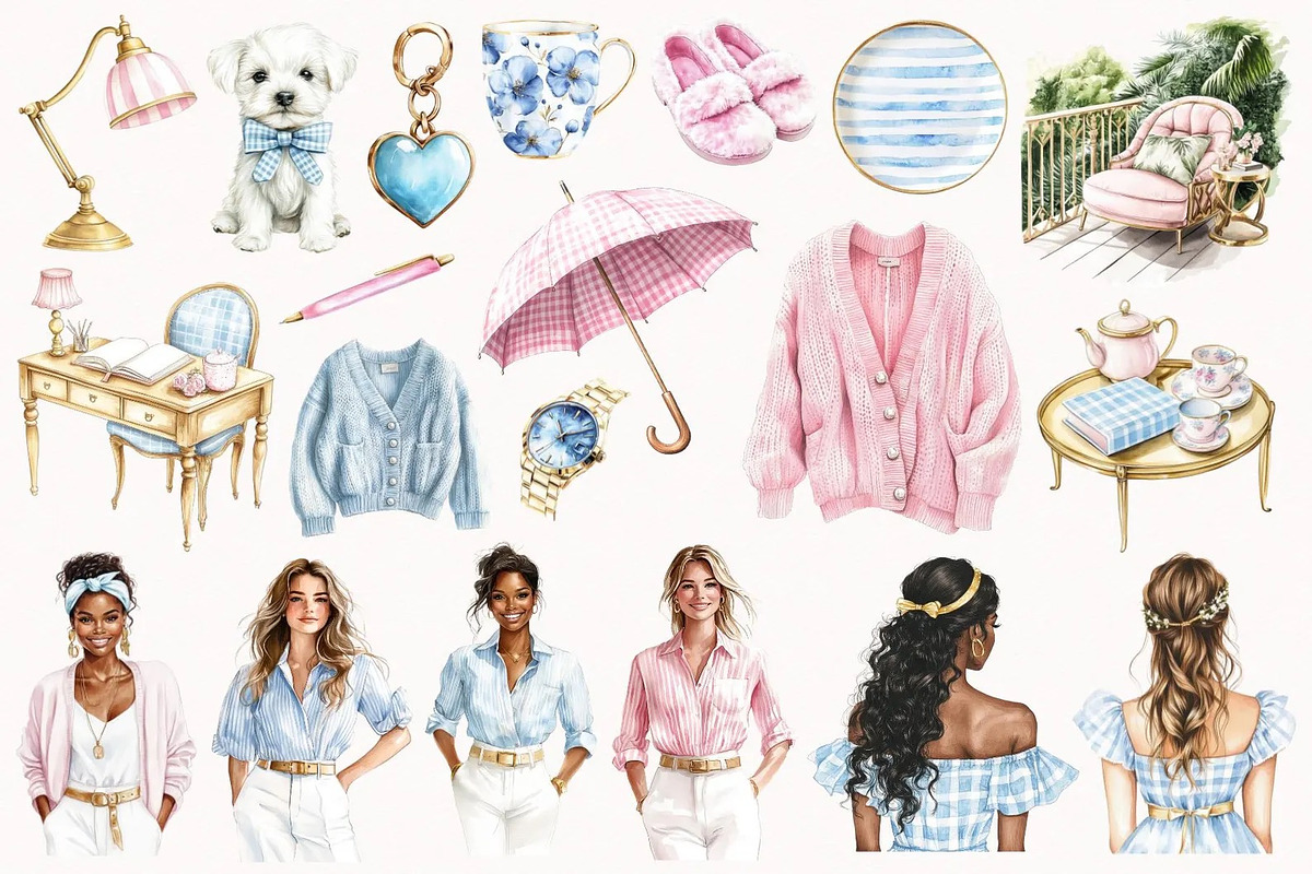 Preppy Glam, a Decorative Illustration by PeDe Designs (Photo 2 of 12)