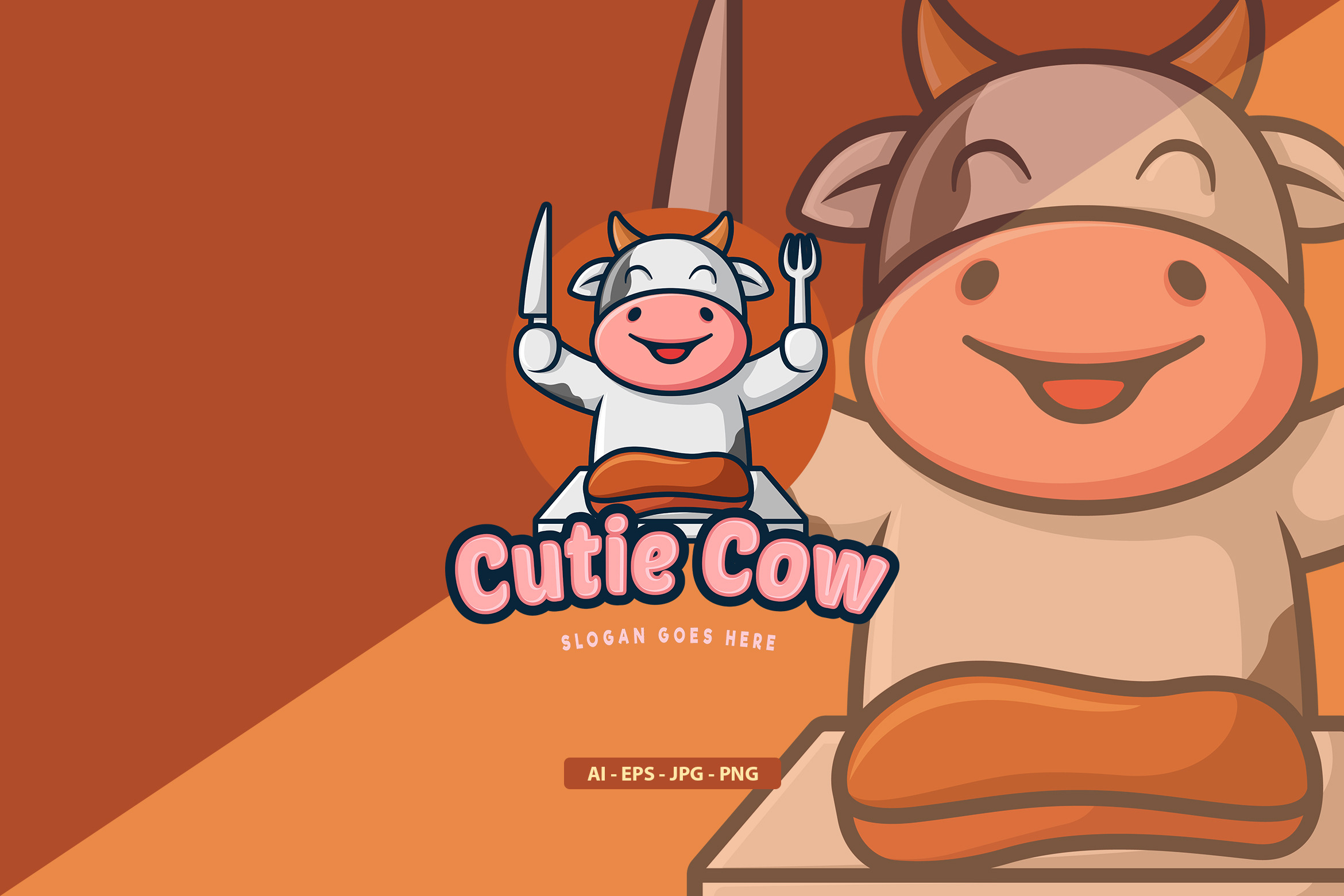 Cow - Mascot Logo, a Branding & Logo Template by AQR Studio