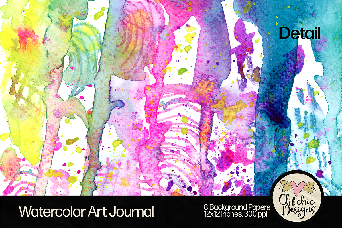 Watercolor Art Journal Backgrounds, a Texture Graphic by Clikchic Designs (Photo 6 of 10)