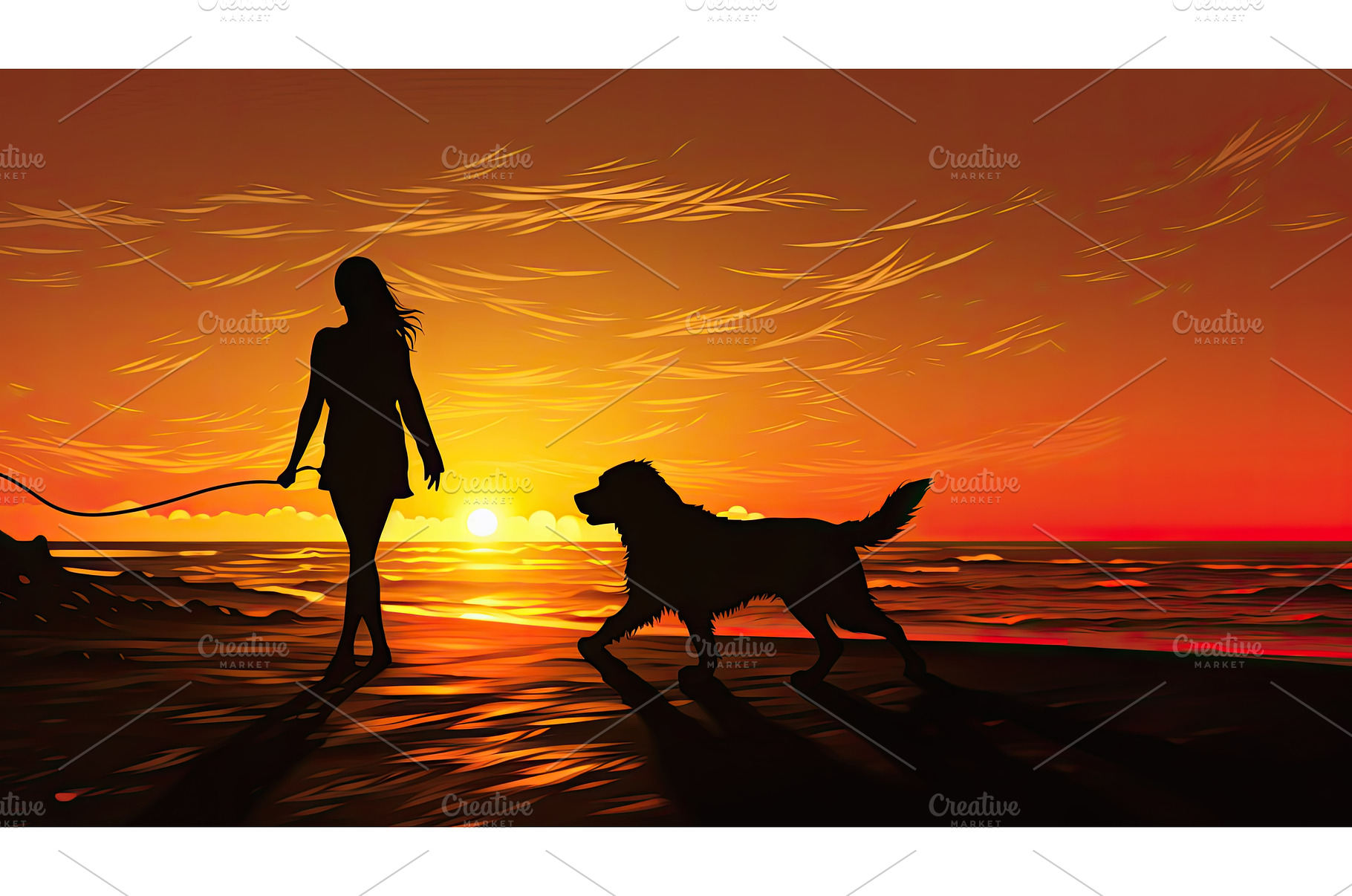 animal silhouette walking dog ai, an Animal Photo by pikepicture