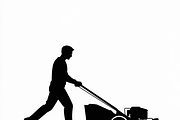 silhouette of a man mowing the lawn, an Illustration by Amazin_art (Thumbnail 7 of 21)