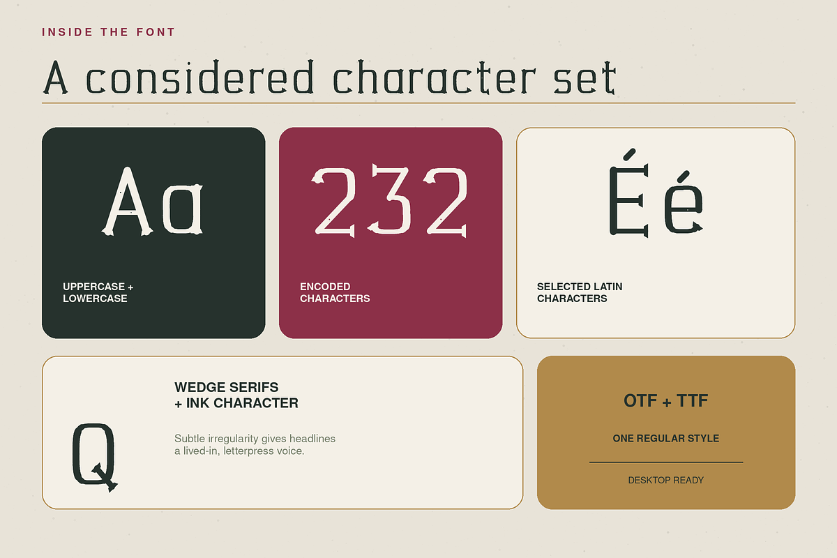 Quiet Herald – Vintage Letterpress, a Serif Font by Sk designs (Photo 13 of 20)