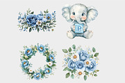 Watercolor Baby Blue Elephant Clipar, a Seasonal Illustration by Design Market (Thumbnail 5 of 5)